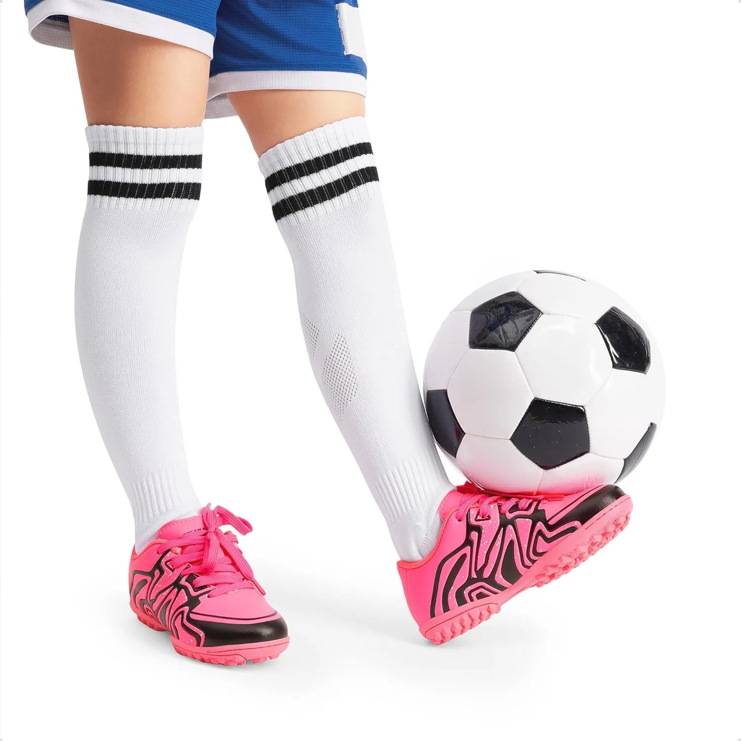 DREAM PAIRS Boys Girls Indoor Turf Soccer Cleats Lace Up Athletic Youth Futsal Football Shoes for Little/Big Kid
