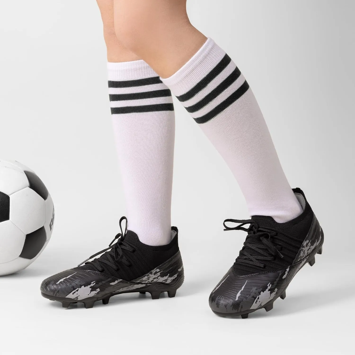 DREAM PAIRS Girls Boys Soccer Cleats Youth Firm Groud Outdoor Sports Athletic Mid-top Football Shoes for Little/Big Kid