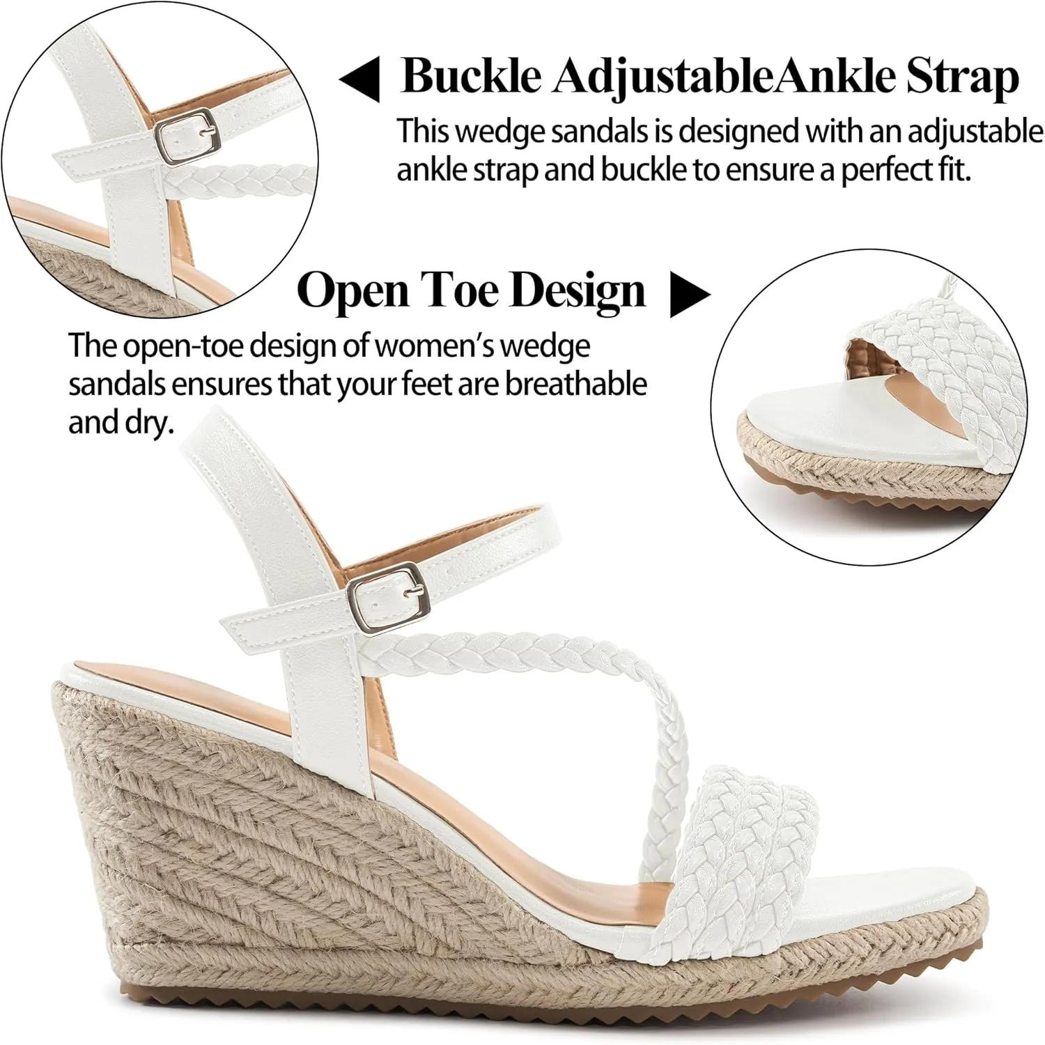 Dressy Wedge Sandals for Women: Comfortable Espadrille Summer Wedding Platform Wedge