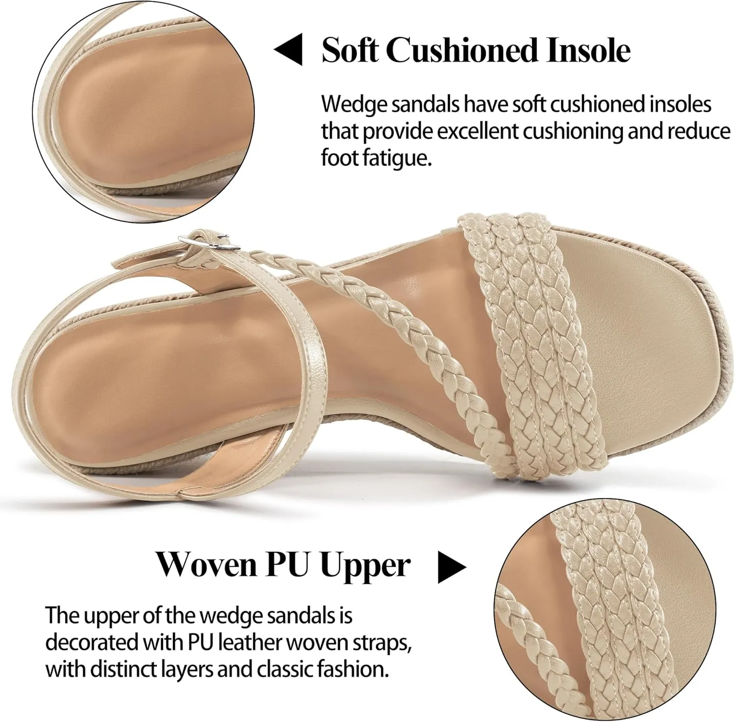 Dressy Wedge Sandals for Women: Comfortable Espadrille Summer Wedding Platform Wedge
