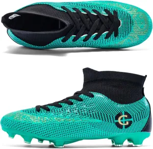 Eliogn Men's Turf Soccer Cleats Youth Athletic Firm Ground High-Top Football Boots