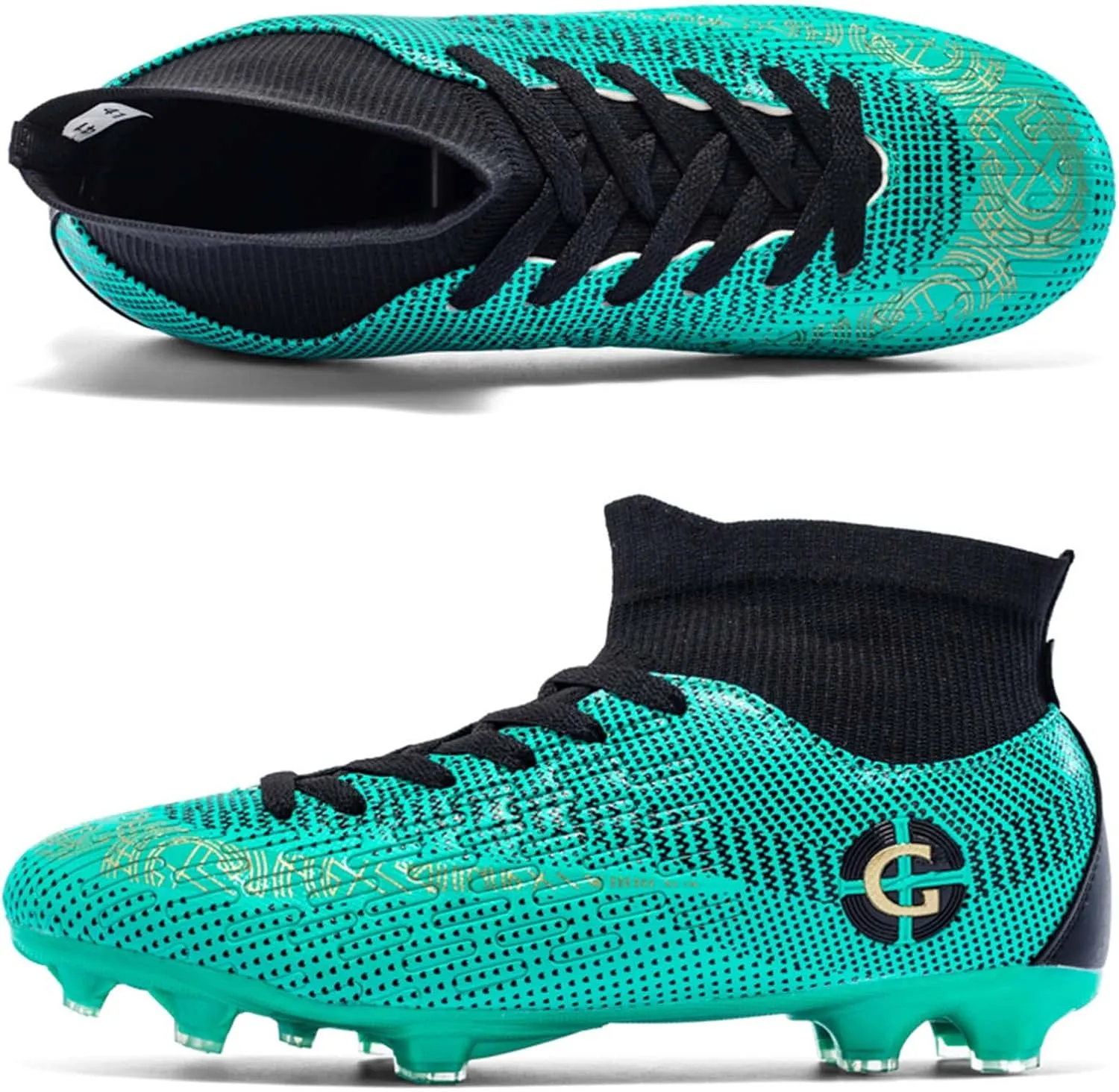 Eliogn Men's Turf Soccer Cleats Youth Athletic Firm Ground High-Top Football Boots