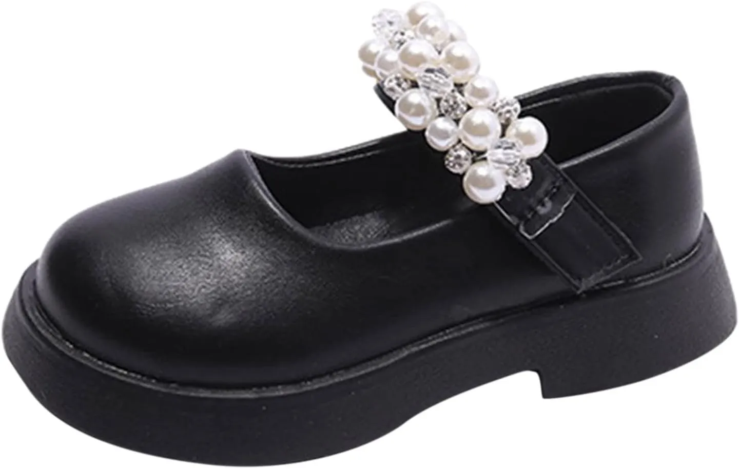 Fashion All Season Children Casual Shoes For Girls Flat Soles Thick Soles Solid Pearl Hook Loop Leather Toddler Boots