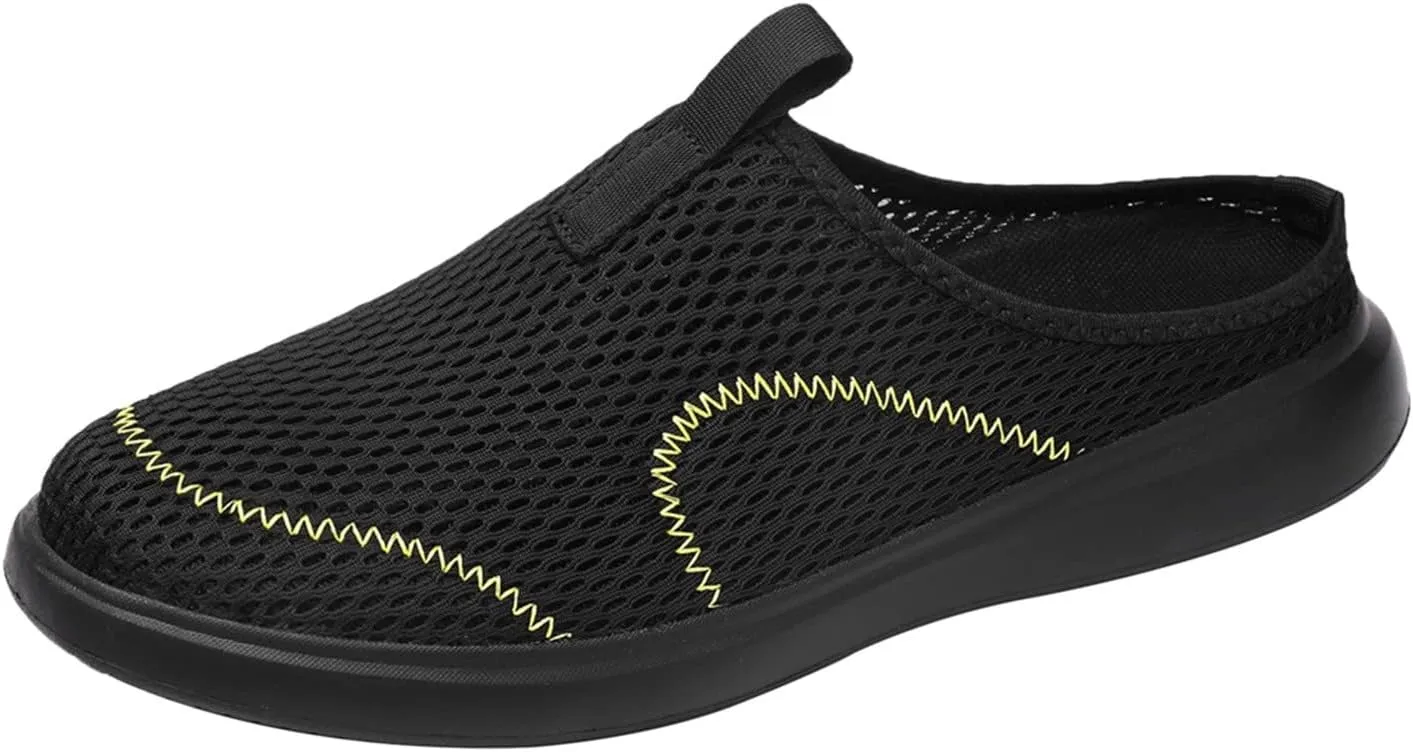 Fashion Summer Men Breathable Mesh Shallow Mouth Slip On Lightweight Casual Shoes Tops Mens Sneaker (Black, 11)