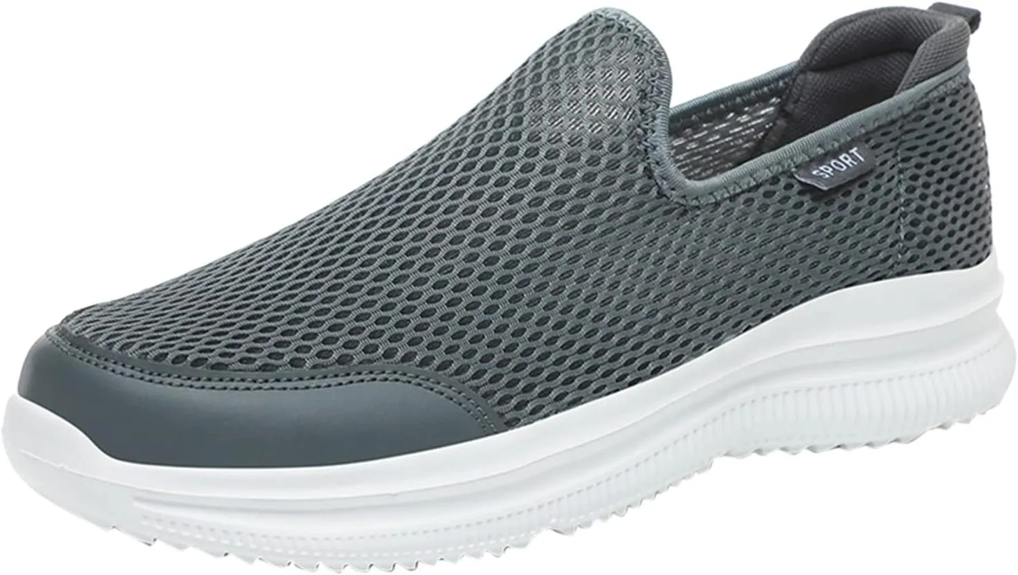 Fashion Summer Men Breathable Mesh Shallow Mouth Slip On Lightweight Casual Shoes Tops Mens Sneaker (Grey, 10.5)