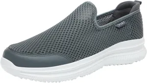 Fashion Summer Men Breathable Mesh Shallow Mouth Slip On Lightweight Casual Shoes Tops Mens Sneaker (Grey, 10.5)