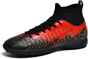 Football Cleats Men Women, Non-Slip High Top Soccer Shoes Lightweight Shock Resistant Training Boots Sneaker Breathable Professional Turf Shoes Sport Athletic Ground Football Boots Soccer Cleats