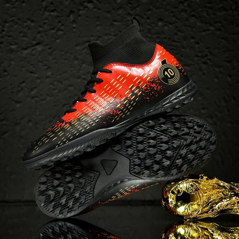 Football Cleats Men Women, Non-Slip High Top Soccer Shoes Lightweight Shock Resistant Training Boots Sneaker Breathable Professional Turf Shoes Sport Athletic Ground Football Boots Soccer Cleats