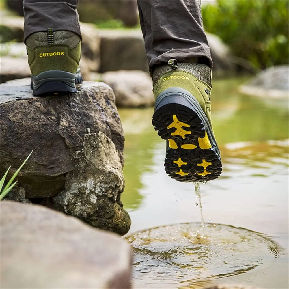GEXECEUSS Hiking Boots for Men Breathable Non-Slip Casual Low-Top Sneakers for Trailing Trekking Outdoor Leather Walking Shoes