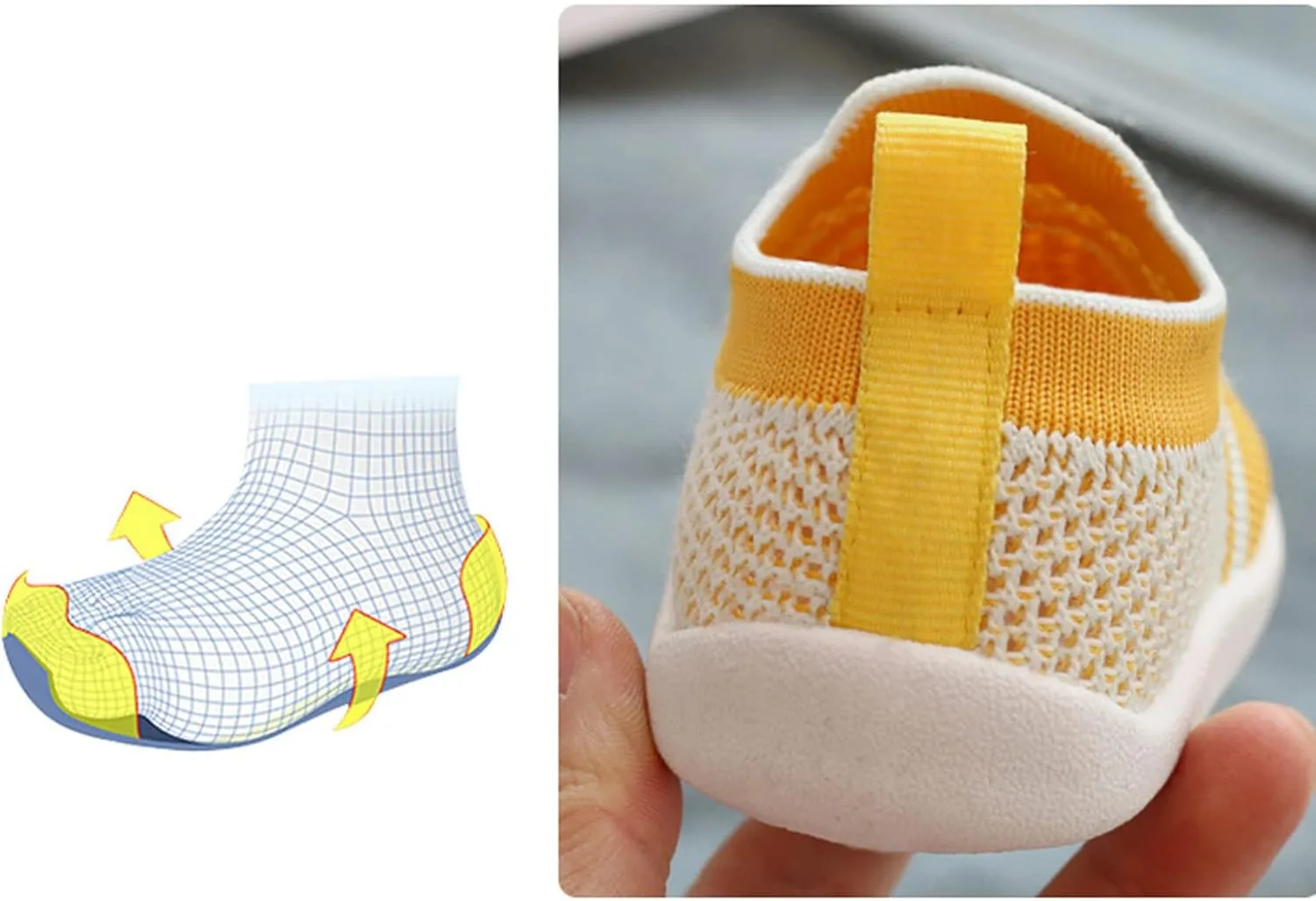 Girls Boys Leisure Shoes Mesh Soft Bottom Breathable Slip On Sport Shoes Socks Shoes Little Girls Shoes