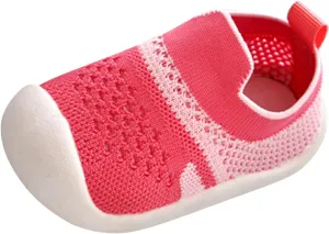 Girls Boys Leisure Shoes Mesh Soft Bottom Breathable Slip On Sport Shoes Socks Shoes Little Girls Shoes