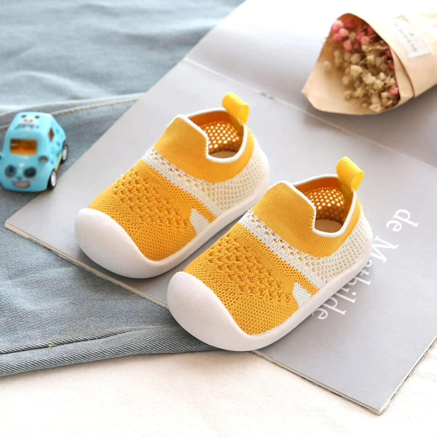 Girls Boys Leisure Shoes Mesh Soft Bottom Breathable Slip On Sport Shoes Socks Shoes Little Girls Shoes