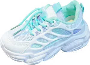 Girls Sneakers Lace up Running Athletic Shoes Lightweight Breathable Jelly Sole Kids Walking Shoes Casual Shoes