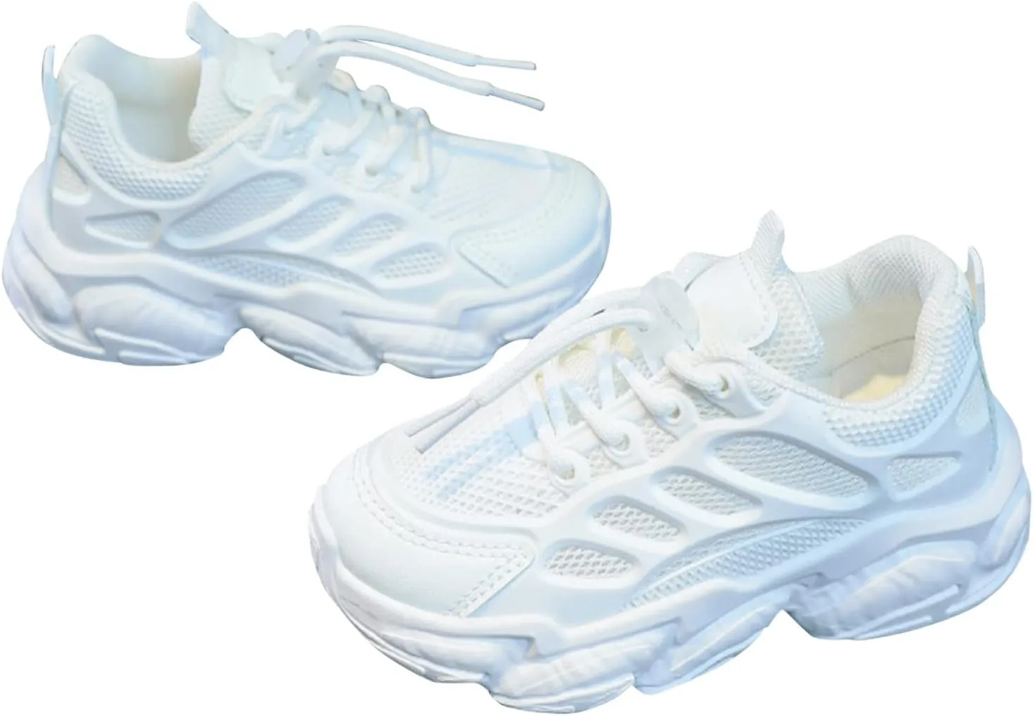Girls Sneakers Lace up Running Athletic Shoes Lightweight Breathable Jelly Sole Kids Walking Shoes Casual Shoes
