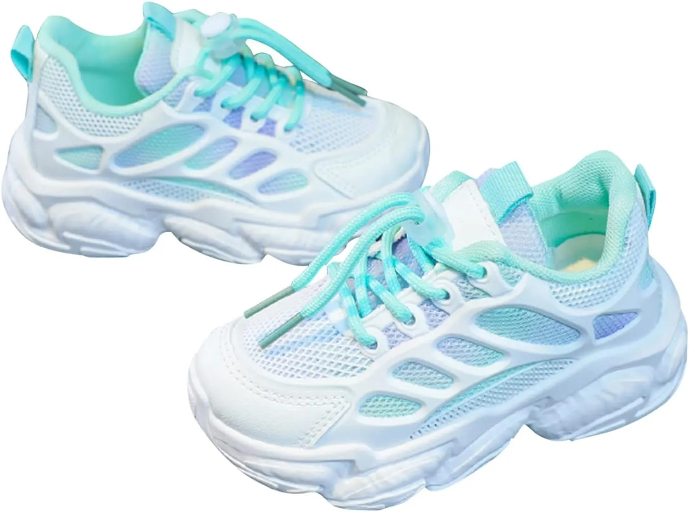 Girls Sneakers Lace up Running Athletic Shoes Lightweight Breathable Jelly Sole Kids Walking Shoes Casual Shoes
