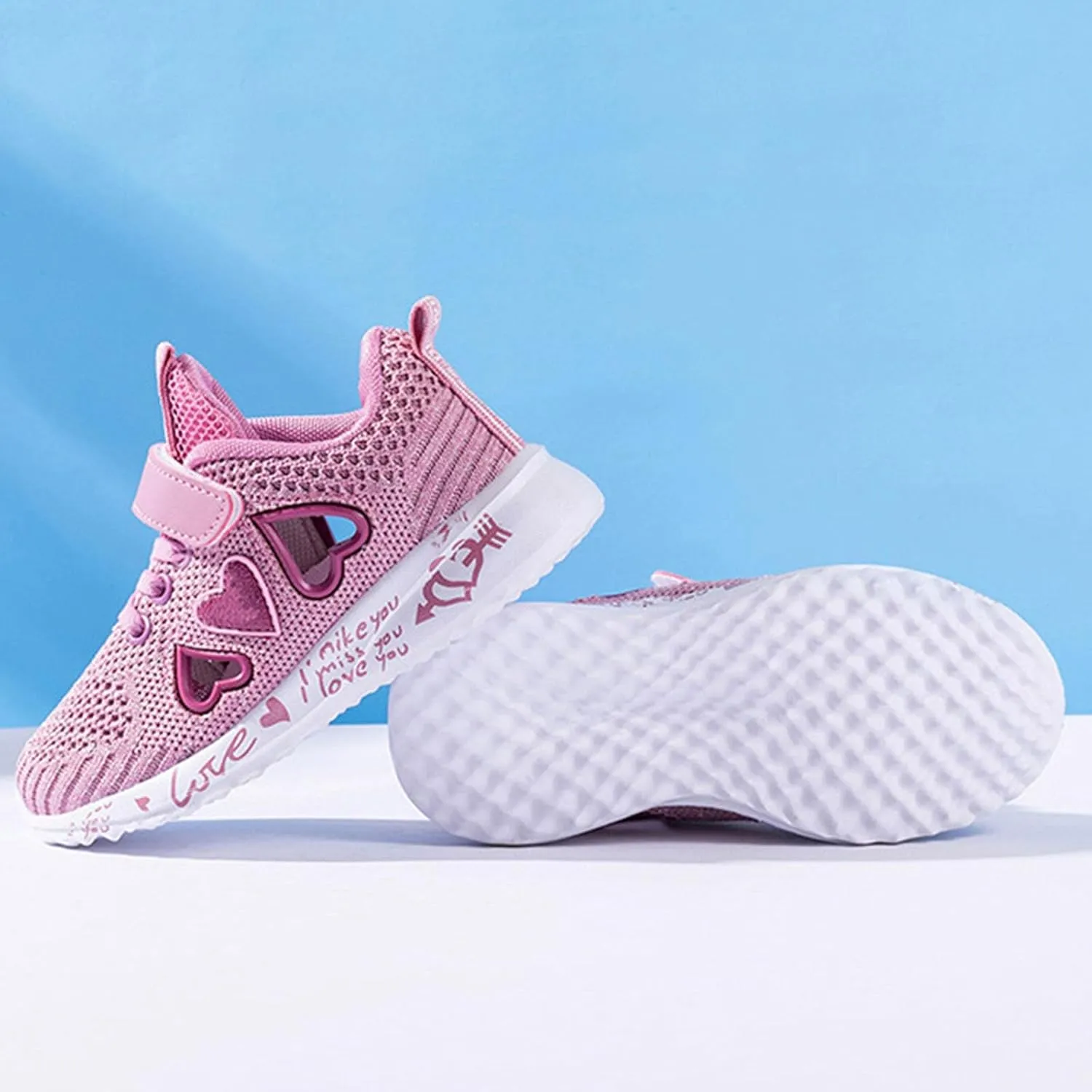 Girls Tennis Shoes Kids Breathable Lightweight Sneakers Heart Running Athletic Shoes for Toddler/Little Kid/Big Kid