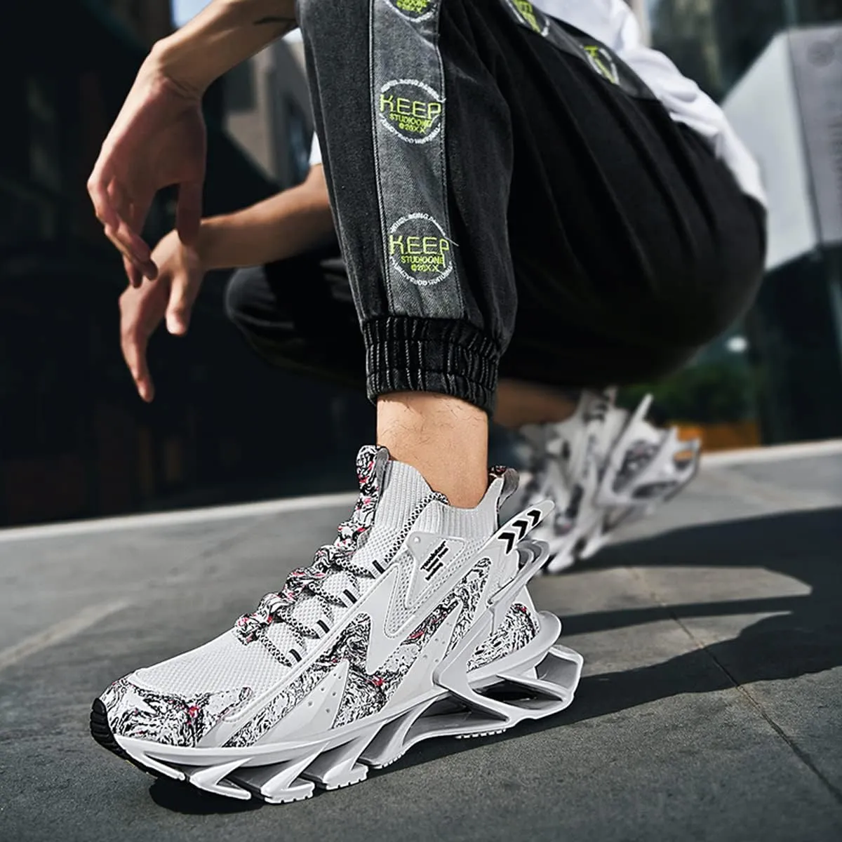 GSIGUL Mens Running Shoes Sports Athletic Fashion Sneakers Lightweight Breathable Mesh Tennis Walking Shoes