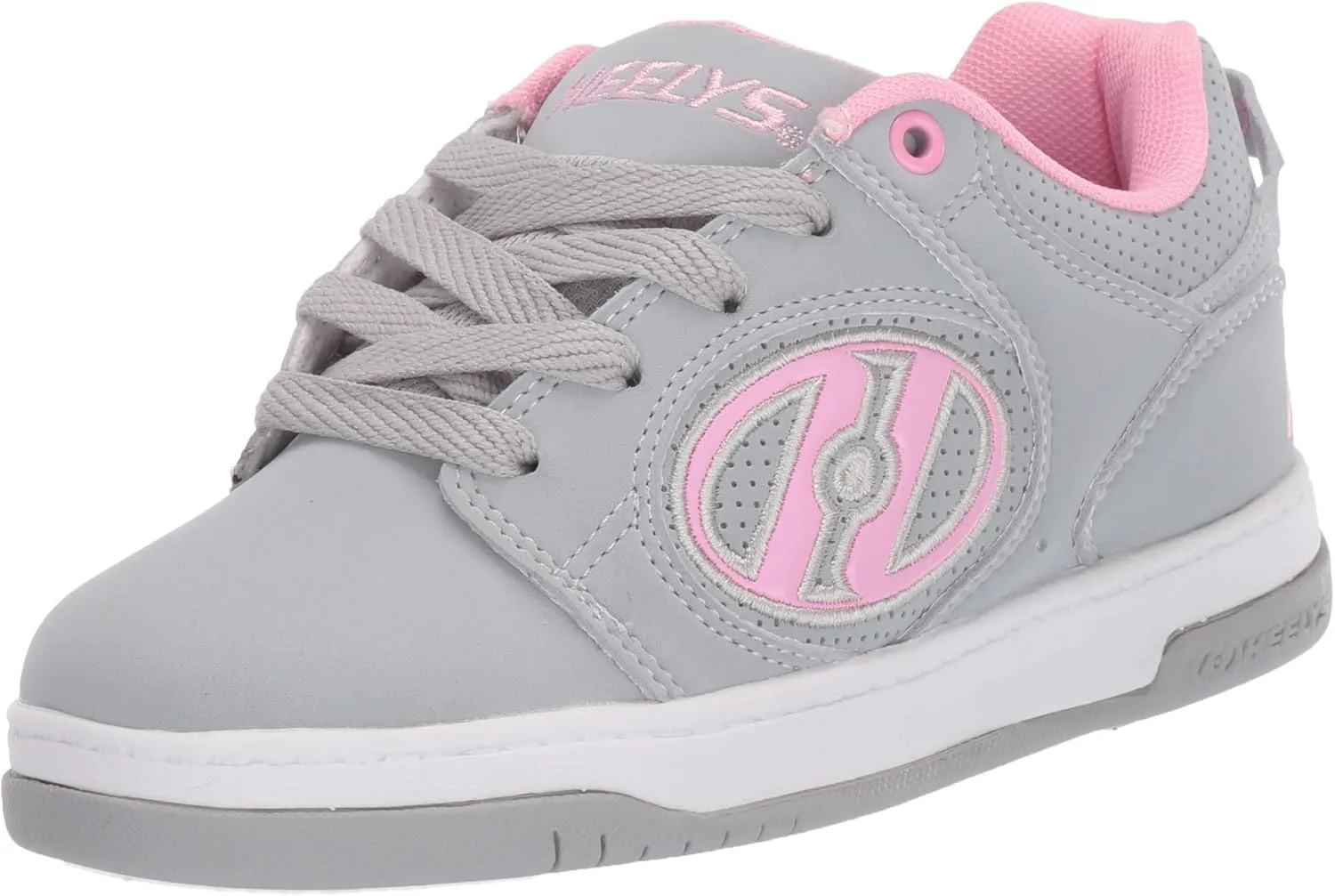 HEELYS Girl's Voyager Tennis Shoe, Grey/Light Pink, 7 Big Kid