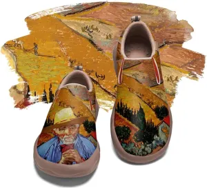 Hetios Women's Walking Travel Shoes Art Painted Casual Loafers Lightweight Comfort Slip On Microfiber Leather Sneakers