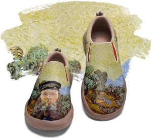 Hetios Women's Walking Travel Shoes Art Painted Casual Loafers Lightweight Comfort Slip On Microfiber Leather Sneakers