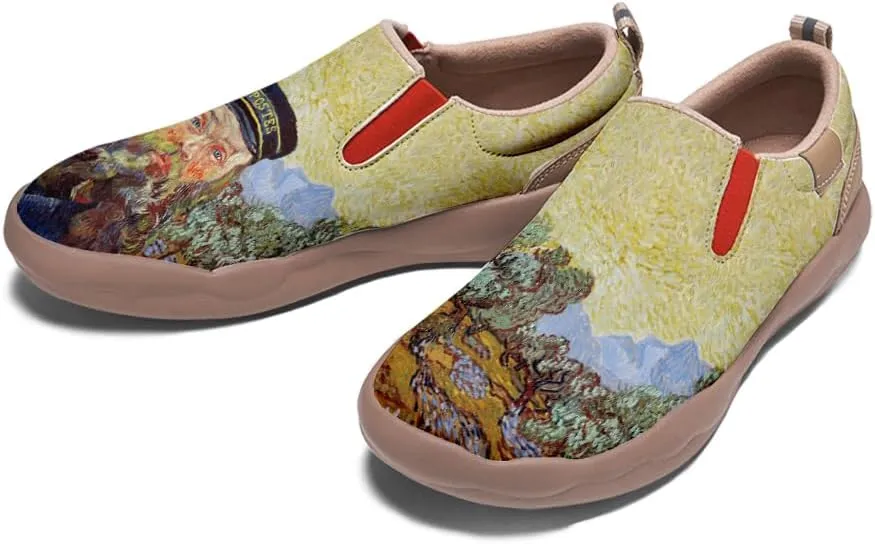 Hetios Women's Walking Travel Shoes Art Painted Casual Loafers Lightweight Comfort Slip On Microfiber Leather Sneakers