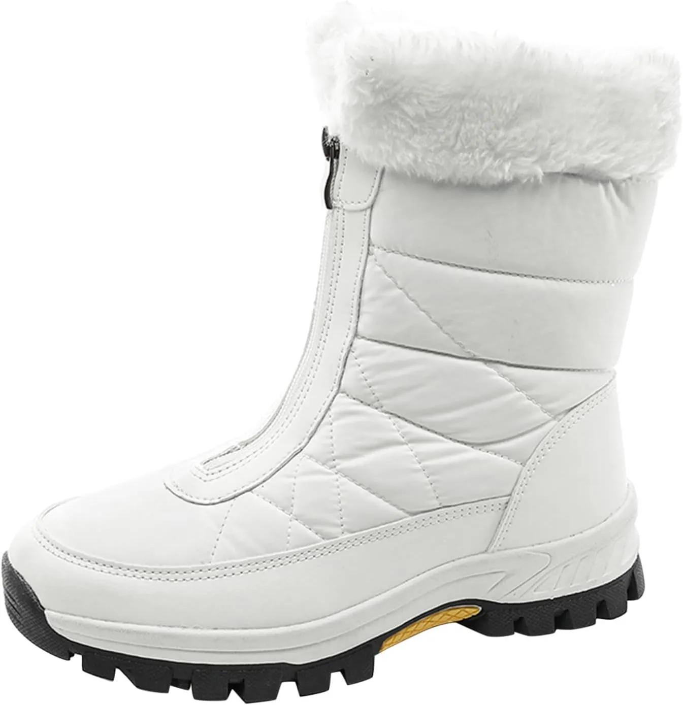Hiking Boots Women Winter Zipper Water Proof Flat Boots Furry Keep Warm Snow Boots Comfortable Mid Boots