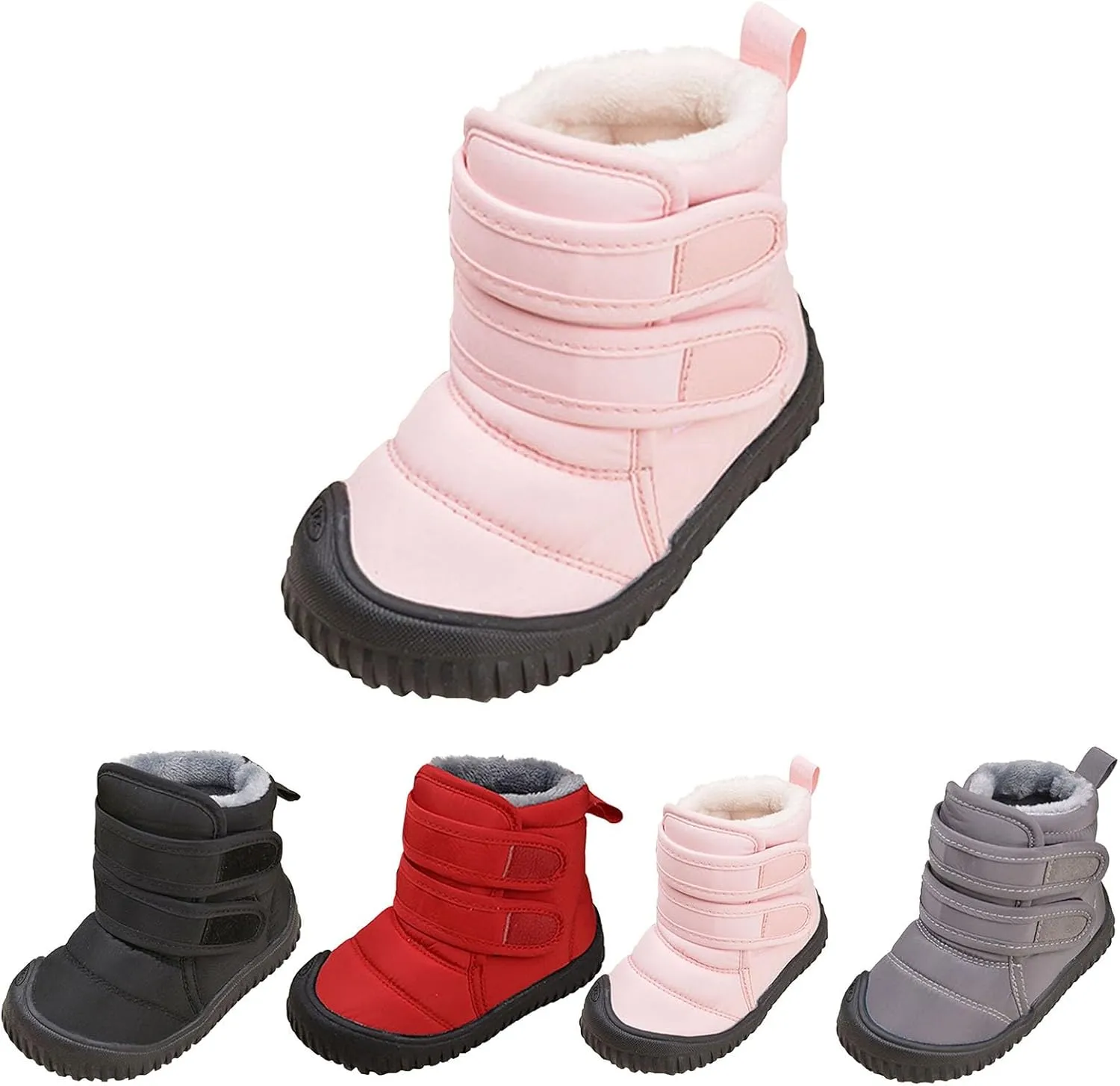 Insulated Snow Shoes For Boy Winter Walking Shoes For Baby Non Slip Ankle Boots Waterproof Plush Lined Hiking Boots