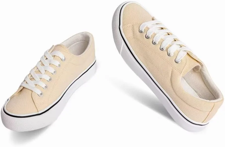 JUDIS Women's Lace Up Low Top Canvas Shoes Fashion Casual Sneakers