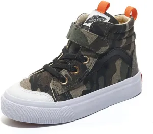 Julymens Unisex Kids High Top Canvas Shoes Camouflage Hook&Loop Casual Sneakers