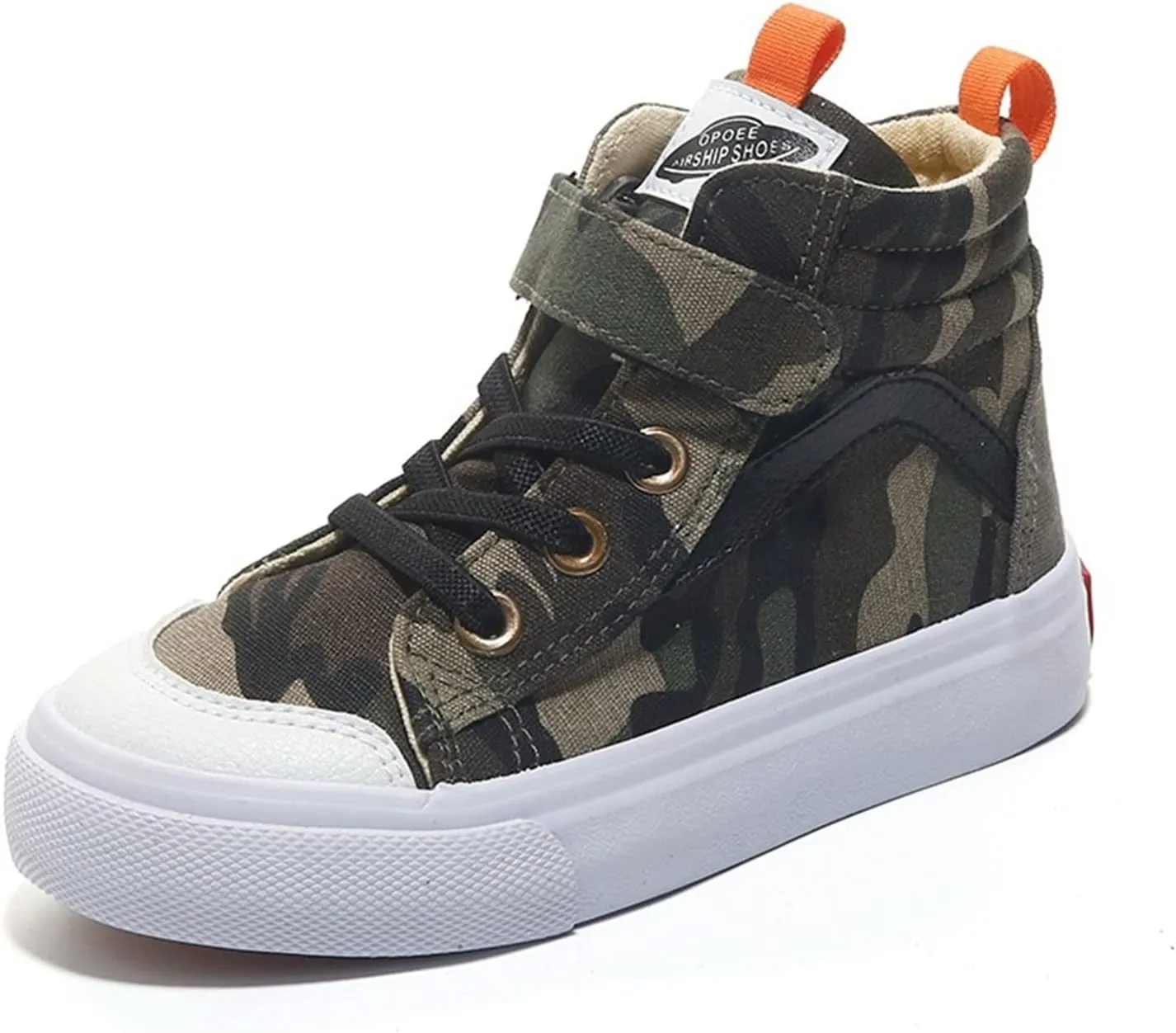 Julymens Unisex Kids High Top Canvas Shoes Camouflage Hook&Loop Casual Sneakers
