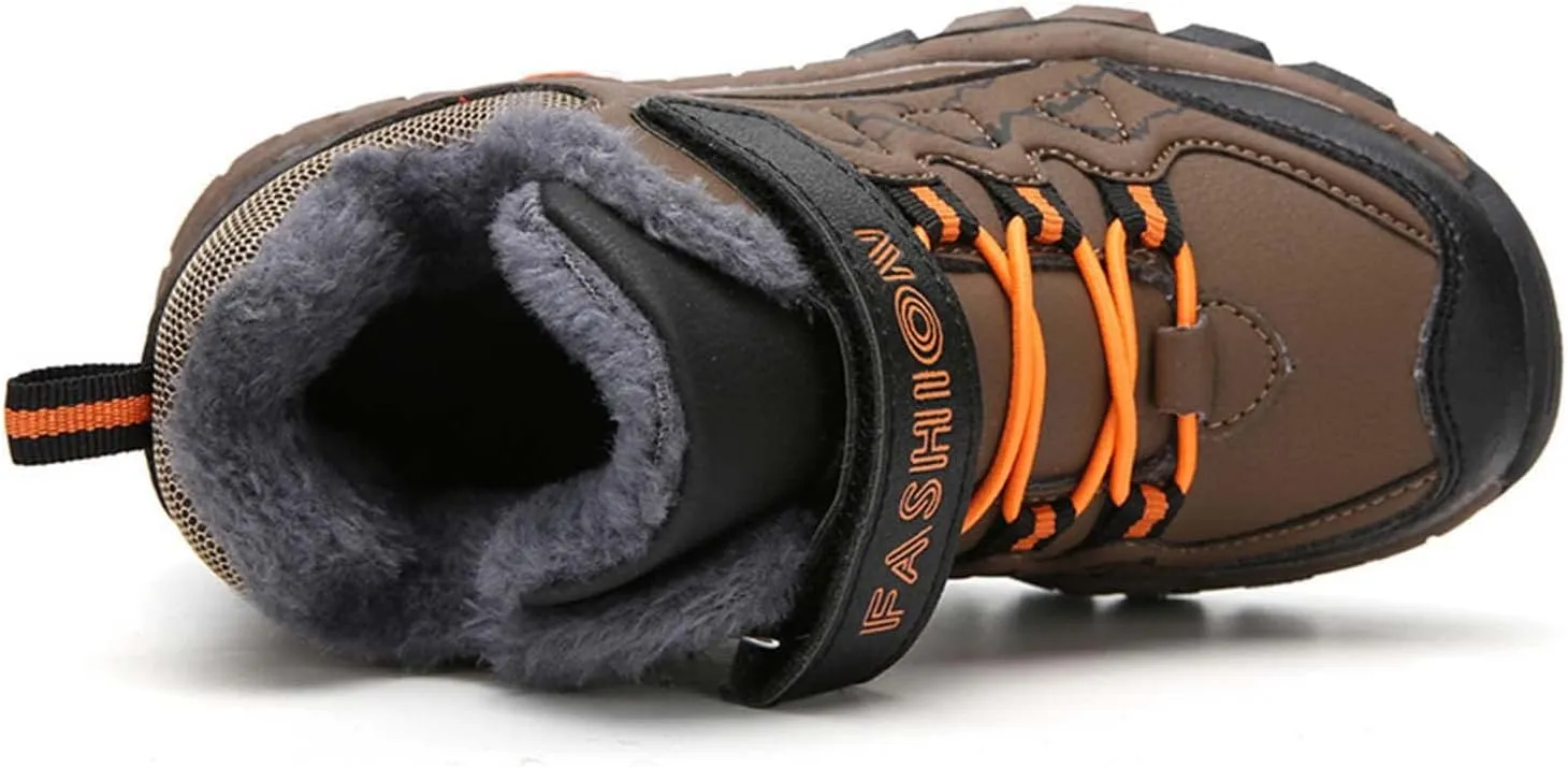 Kids Boys Girls Snow Hiking Boots Winter Plush Warm Ankle Boots Outdoor Waterproof Anti Skid Trekking Hiking Climbing Sneakers