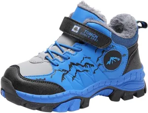 Kids Boys Girls Snow Hiking Boots Winter Plush Warm Ankle Boots Outdoor Waterproof Anti Skid Trekking Hiking Climbing Sneakers
