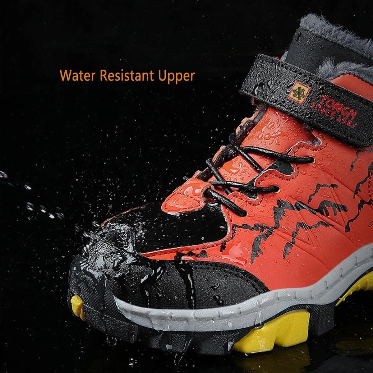 Kids Boys Girls Snow Hiking Boots Winter Plush Warm Ankle Boots Outdoor Waterproof Anti Skid Trekking Hiking Climbing Sneakers