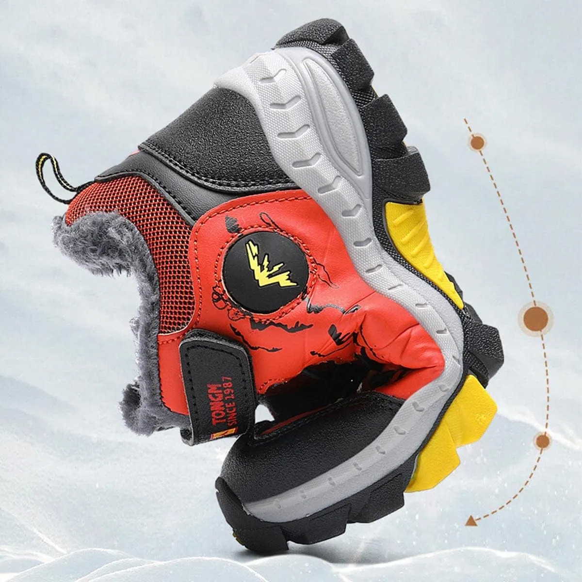 Kids Boys Girls Snow Hiking Boots Winter Plush Warm Ankle Boots Outdoor Waterproof Anti Skid Trekking Hiking Climbing Sneakers