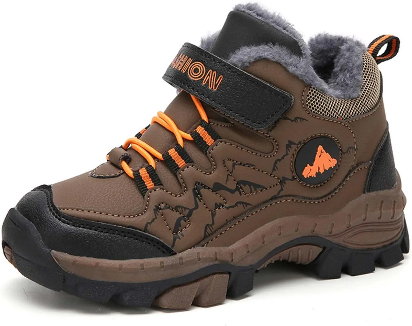 Kids Boys Girls Snow Hiking Boots Winter Plush Warm Ankle Boots Outdoor Waterproof Anti Skid Trekking Hiking Climbing Sneakers