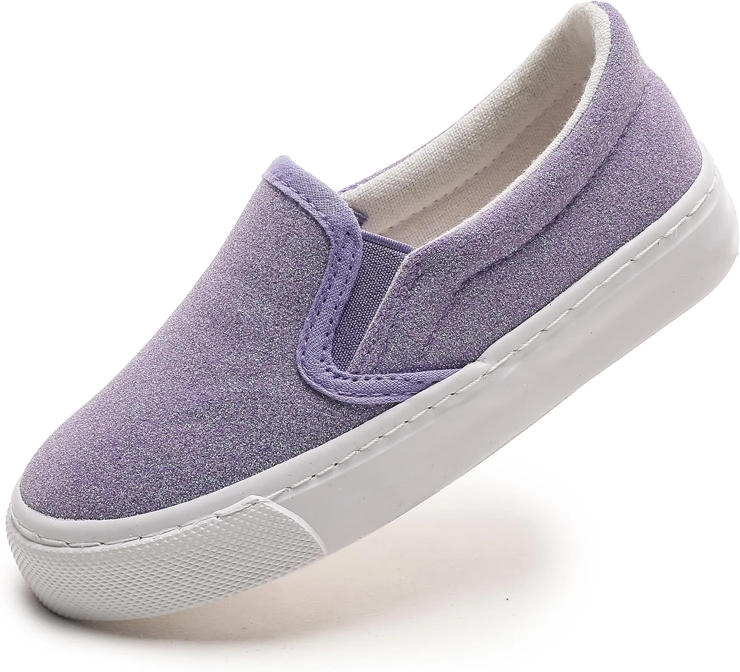 Kids Canvas Shoes Boys Girls Slip On Glitter Color Casual Walks Sneakers
