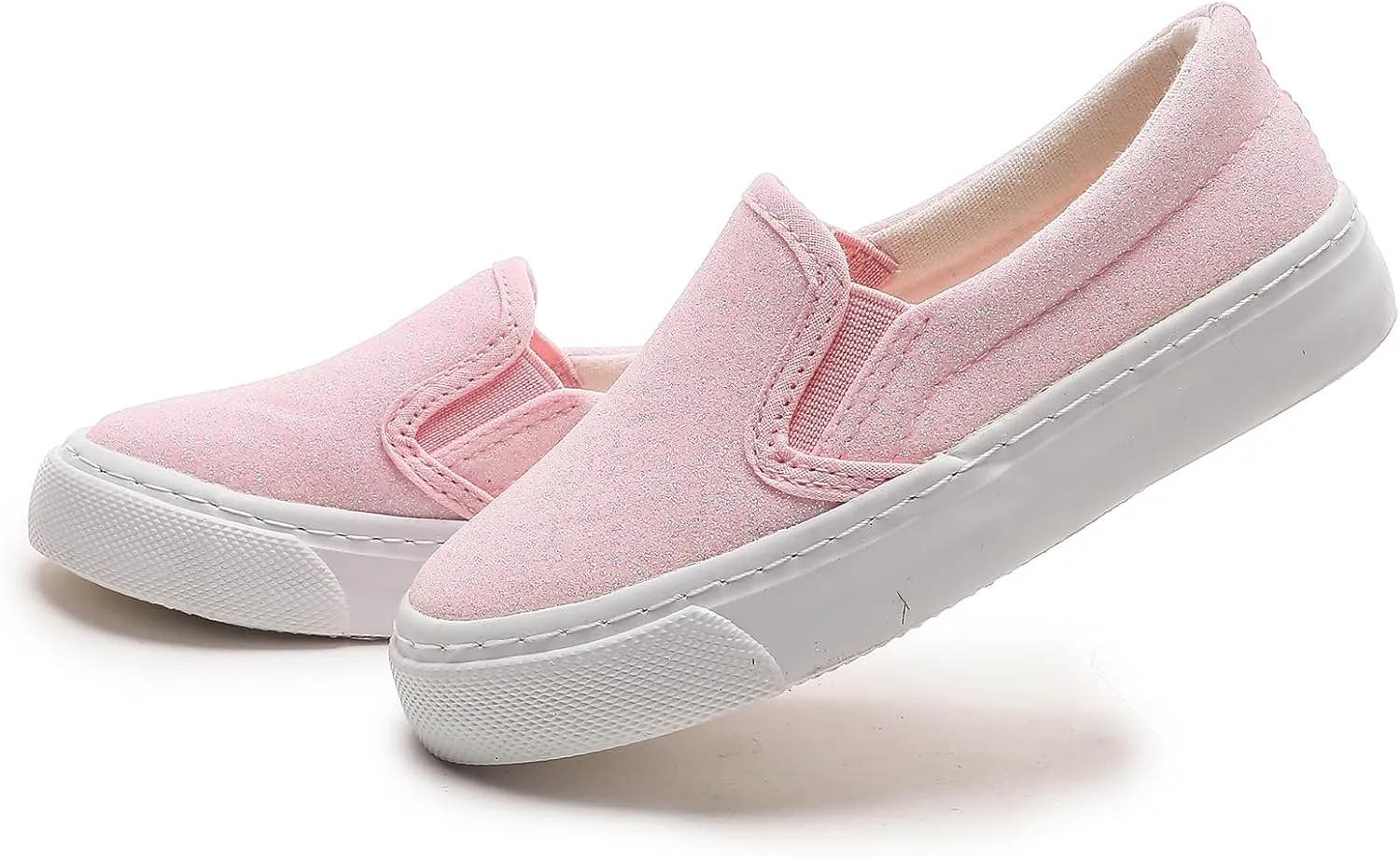Kids Canvas Shoes Boys Girls Slip On Glitter Color Casual Walks Sneakers