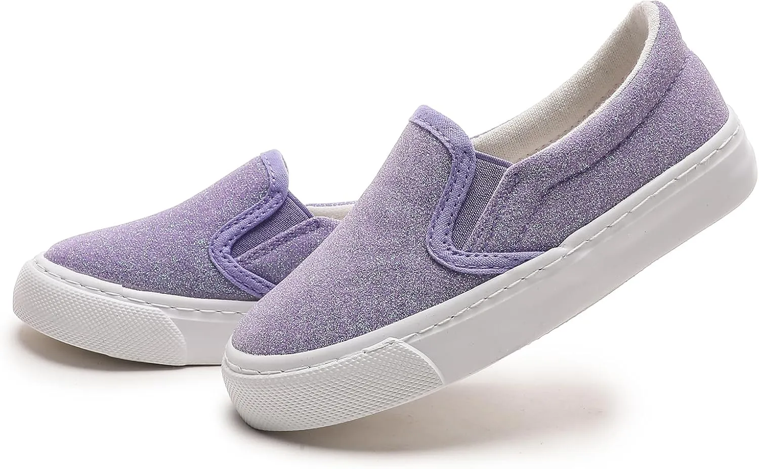 Kids Canvas Shoes Boys Girls Slip On Glitter Color Casual Walks Sneakers