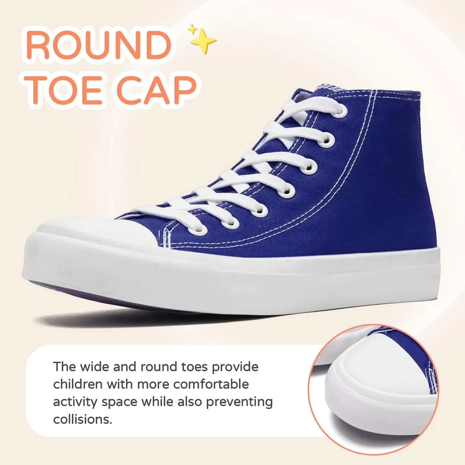 Kids Canvas Sneakers for Girls Boys High Top Canvas Fashion Shoes Comfortable Classic Casual Lace up Walking Running Shoes