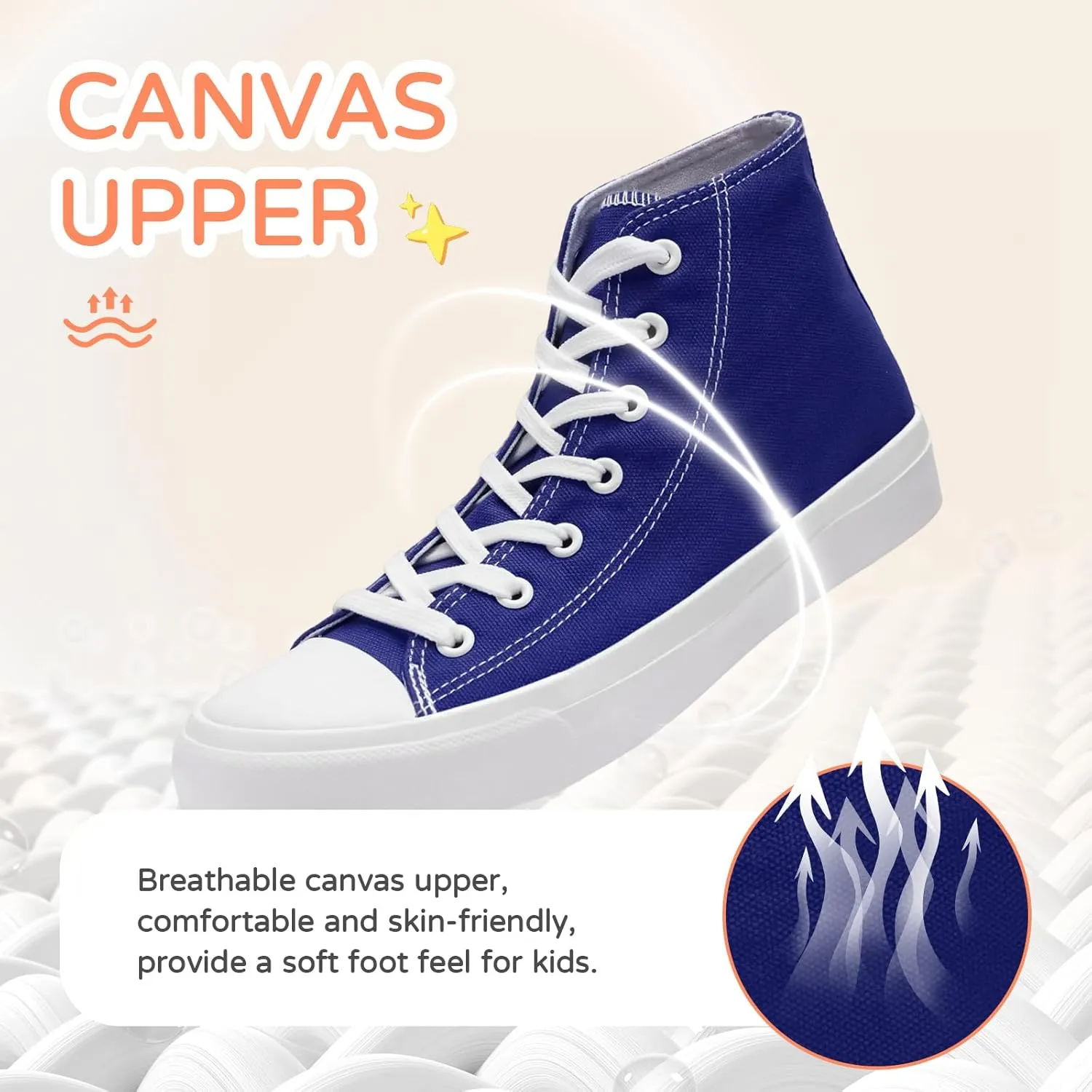 Kids Canvas Sneakers for Girls Boys High Top Canvas Fashion Shoes Comfortable Classic Casual Lace up Walking Running Shoes