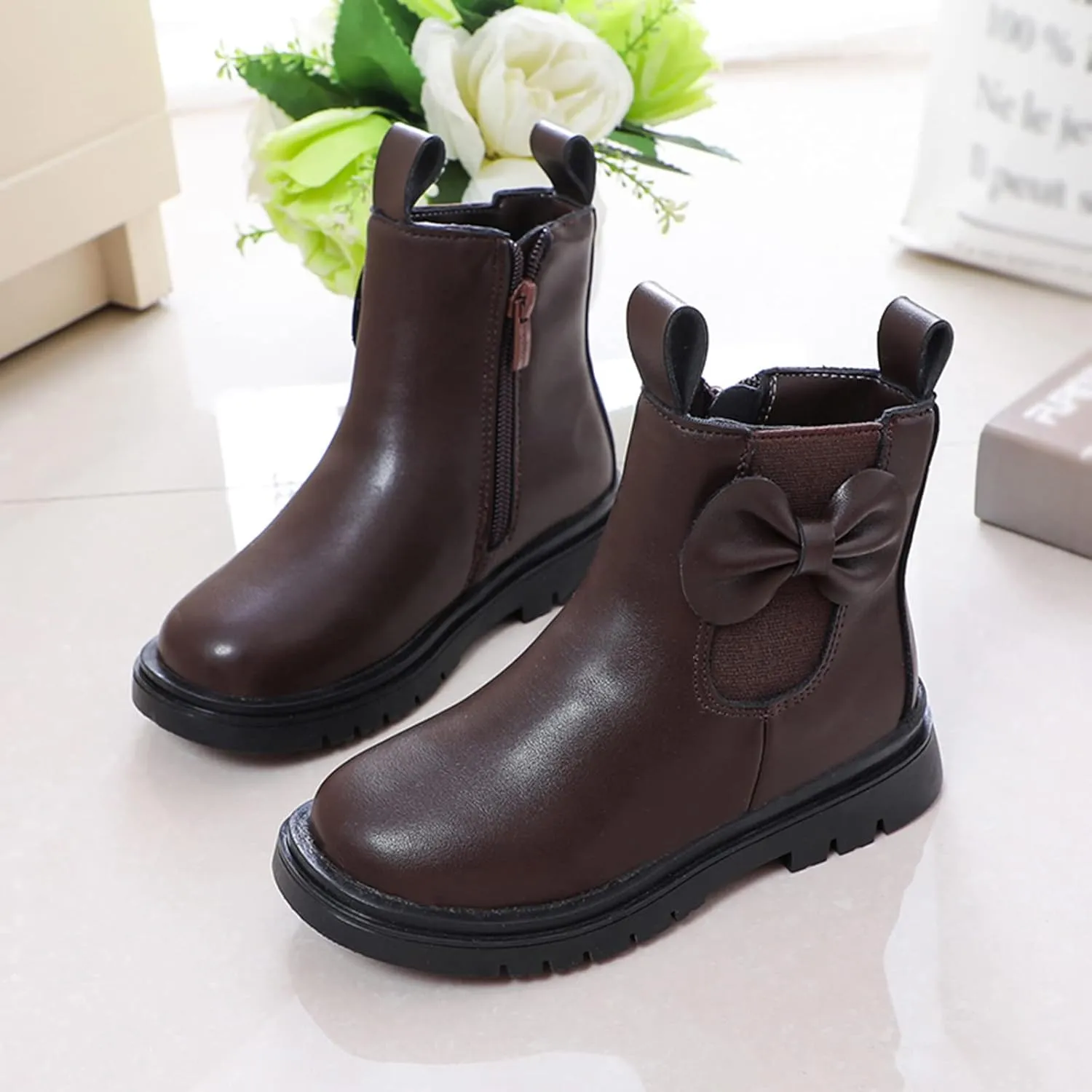 Kids Girls Ankle Bootie Kids Soft Plush Lining Faux Fur Snow Bootie Fashion Cute Toddler Boys Girl's Winter Boots