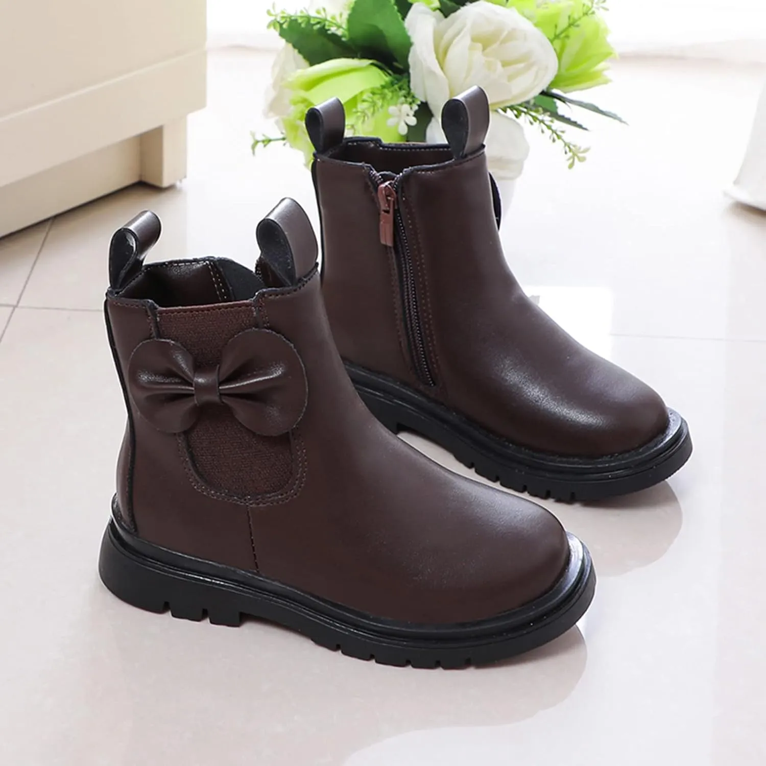 Kids Girls Ankle Bootie Kids Soft Plush Lining Faux Fur Snow Bootie Fashion Cute Toddler Boys Girl's Winter Boots