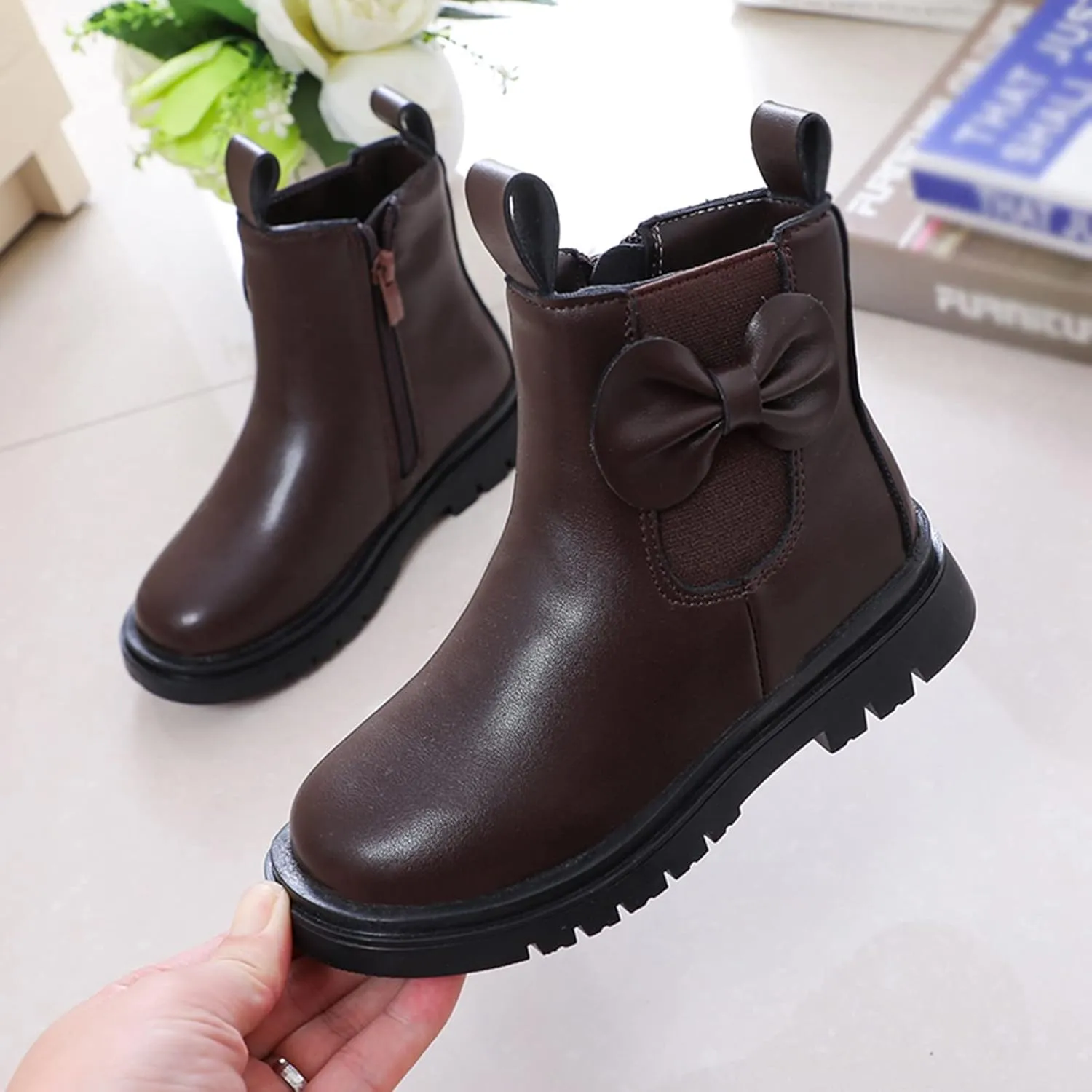 Kids Girls Ankle Bootie Kids Soft Plush Lining Faux Fur Snow Bootie Fashion Cute Toddler Boys Girl's Winter Boots