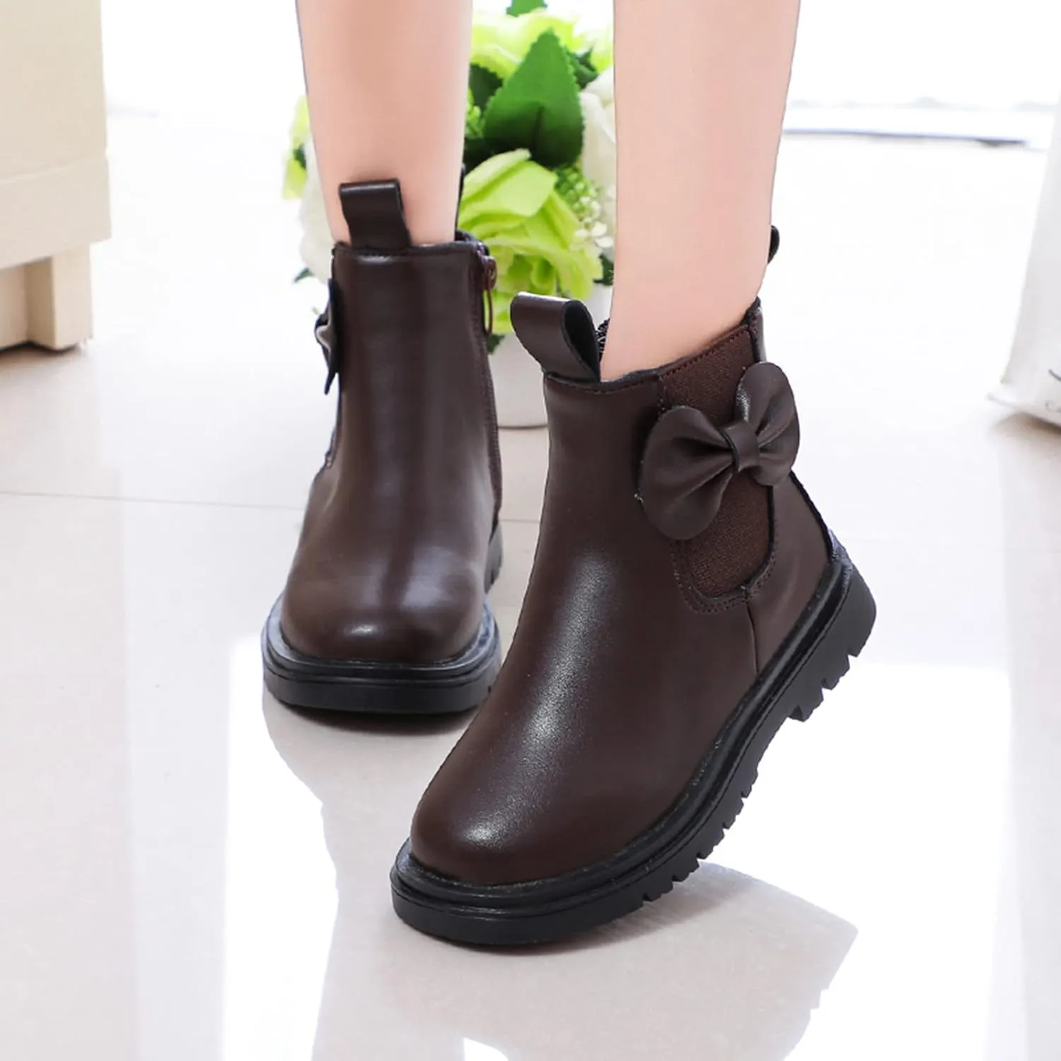 Kids Girls Ankle Bootie Kids Soft Plush Lining Faux Fur Snow Bootie Fashion Cute Toddler Boys Girl's Winter Boots