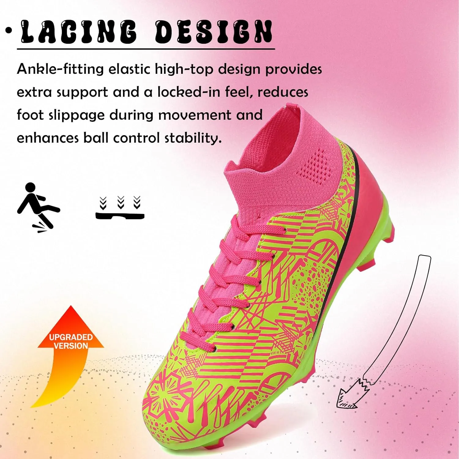 Kids Soccer Cleats Boys Girls Football Cleats Turf Soccer Shoes AG/FG