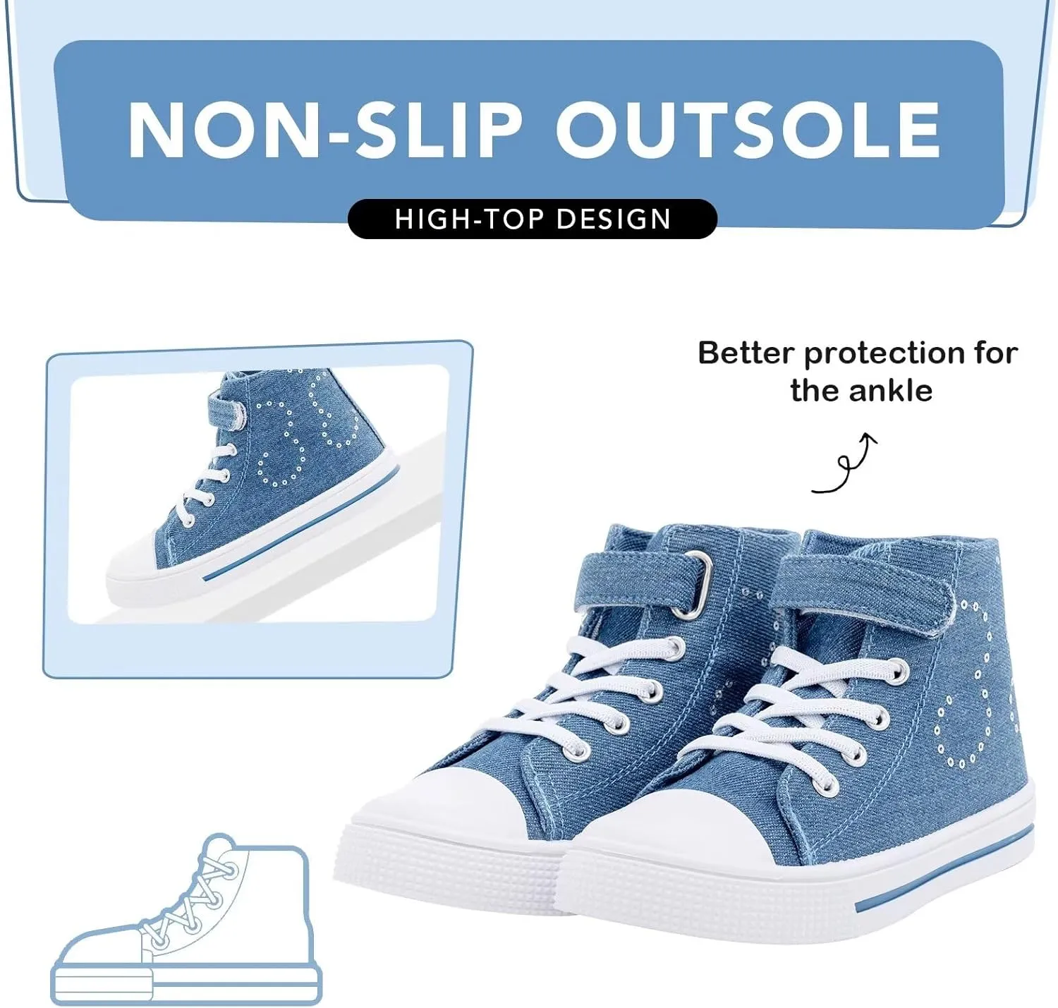 Kids Toddler Sneakers Girls Boys High Top Canvas Shoes Unisex-Child Casual Shoes