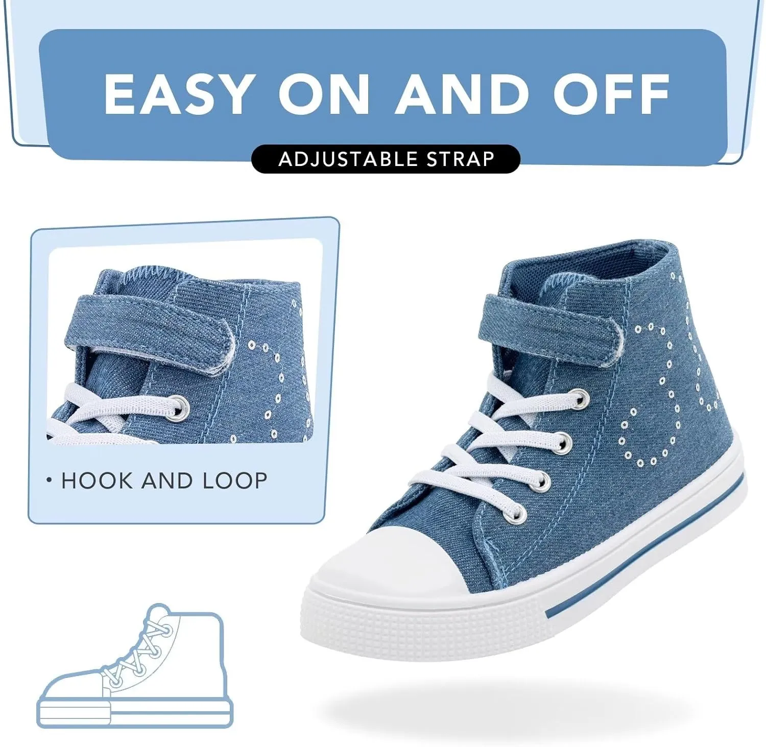 Kids Toddler Sneakers Girls Boys High Top Canvas Shoes Unisex-Child Casual Shoes