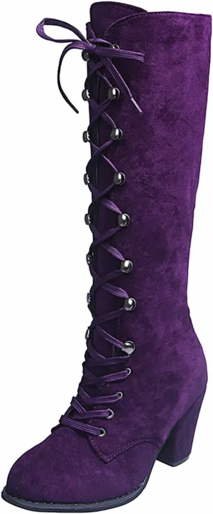 Lace Up Platform Boots for Women Low Heel Fashion Dressy Mid Calf Boots Lace up Combat Boots Leather Winter Boots Medieval Steampunk Boots Renaissance Cosplay