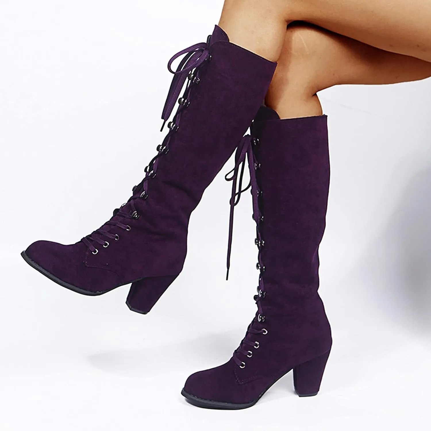 Lace Up Platform Boots for Women Low Heel Fashion Dressy Mid Calf Boots Lace up Combat Boots Leather Winter Boots Medieval Steampunk Boots Renaissance Cosplay