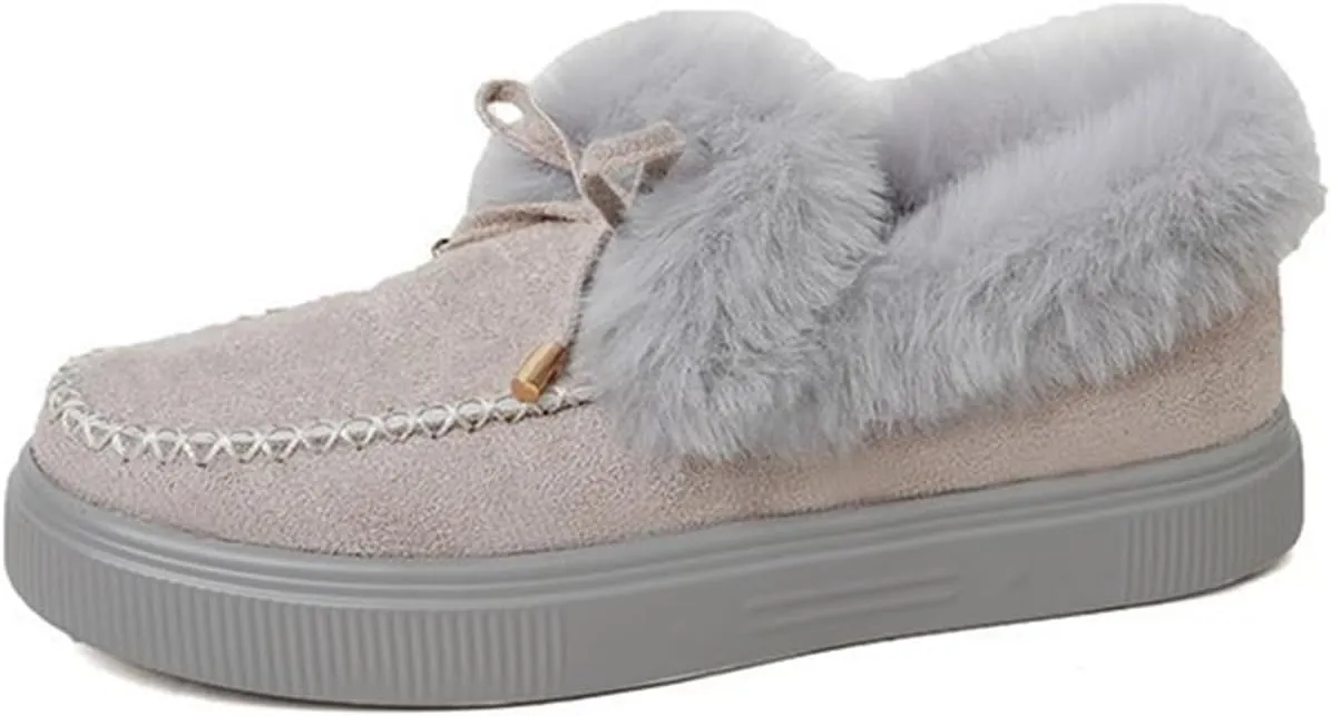 Ladmiple Boots For Women Ankle Booties Winter Snow Boots with Fur Lined Warm Slip On Comfortable Outdoor Walking Shoes